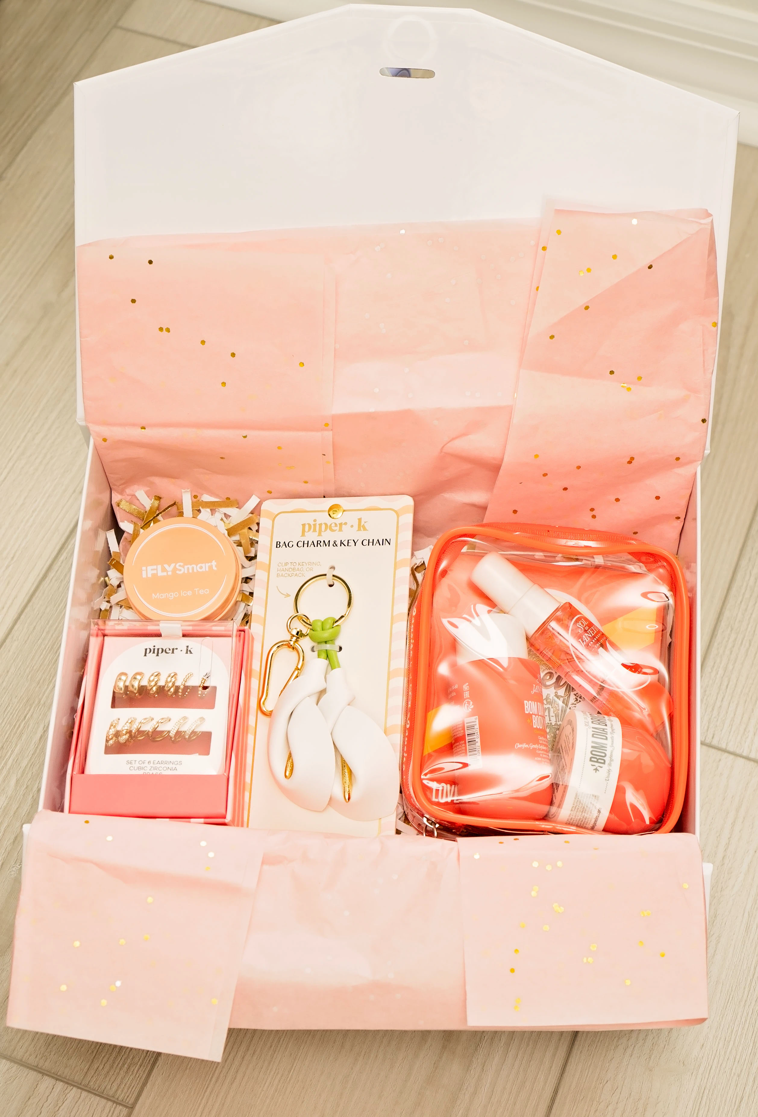 Coral travel-inspired gift box by Boxed By MAV